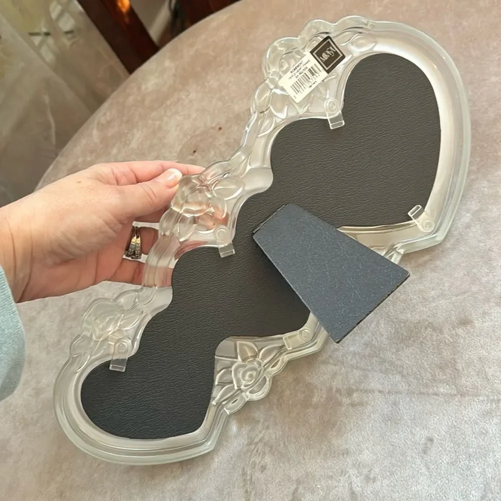 VTG Y2K Mikasa *Rosemont* COQUETTE Triple Hearts Crystal Boudoir Picture Frame